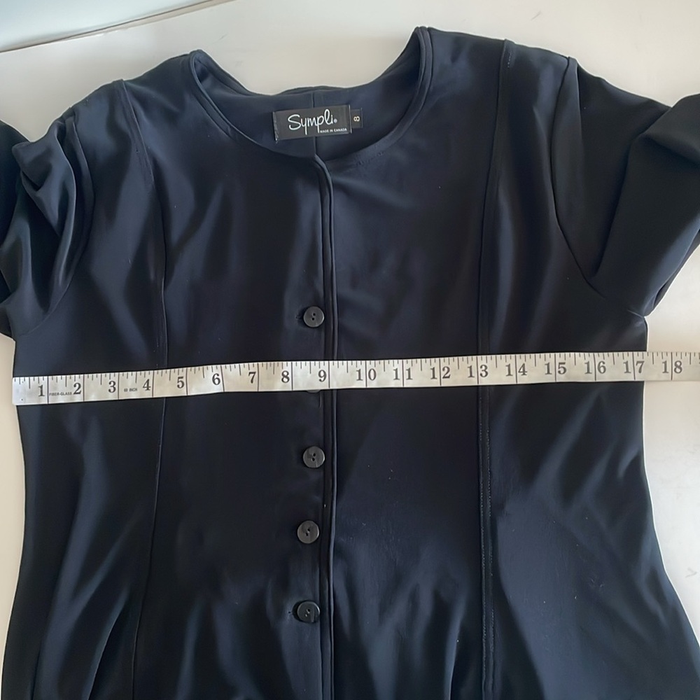 Sympli Black Mystic Cinch Gathered Hem Lagenlook Shacket Dress Convertible sz 8 - Picture 6 of 9
